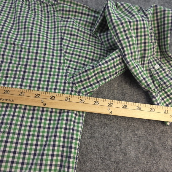 Cinch Shirt Large Green Check Long Sleeve Button Down Pocket Logo Western - Picture 4 of 7